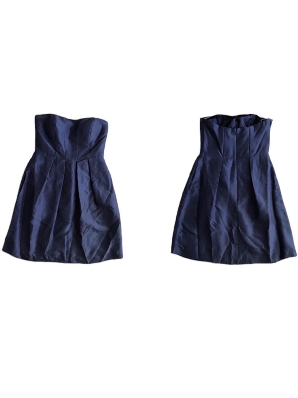 Jenny Yoo Navy 100% Silk Strapless Mini Dress size 6 Navy Formal Wedding - Picture 3 of 6